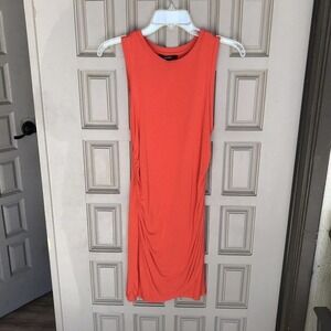 Forever 21 Dress Ruch Sides SzS/M Short Tulip Hem Orange Sleeveless Pre-Owned